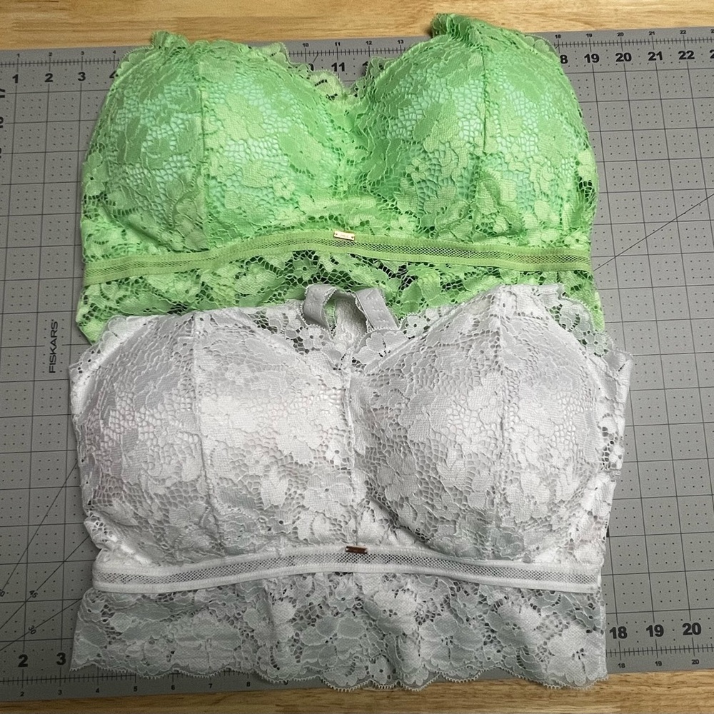 Jadyk Lace Bralette Bundle in Mint Green and White Sz 1X/2X